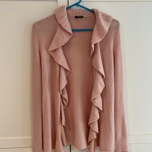 Pink ruffled cashmere sweater